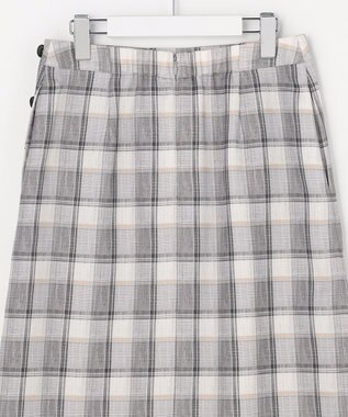 J.PRESS LADIES L スラブ調チェック プリント スカート グレーチェック系