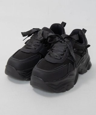 WEGO リボンデザイン厚底スニーカー ブラック