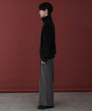 WEGO 【ユニセックス着用ITEM】マイクロシャギーワンポイントハーフZIPプルオーバー ブラック