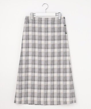 J.PRESS LADIES L スラブ調チェック プリント スカート グレーチェック系