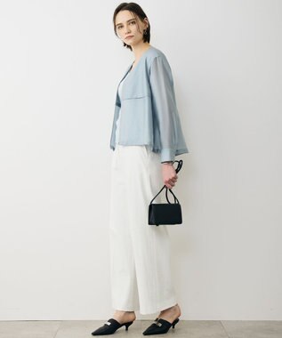 ICB 【先行予約・WEB限定カラーあり】 リヨセルナイロンワッシャー Vネックブルゾン サックスグレー