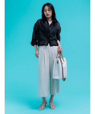Te chichi シアーコードストライプシャツ ブラック