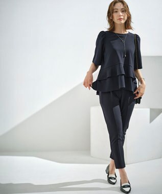 組曲 【接触冷感・吸湿冷感・UVカット】スタイルアップジャージー パンツ 【WEB限定】ネイビー系9