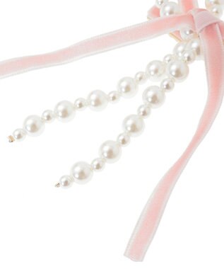 Maison de FLEUR パールベロアリボン2セットクリップ Pink