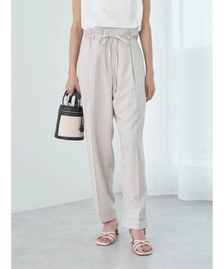 earth music&ecology リネンライクテーパードパンツ（ストライプ） Stripe Beige