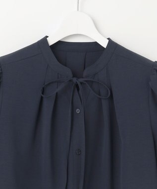 Feroux 【洗える】リボンスキッパー ブラウス ネイビー系