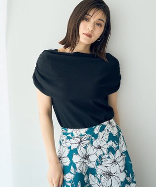 YECCA VECCA シャーリングオフショルニット Black