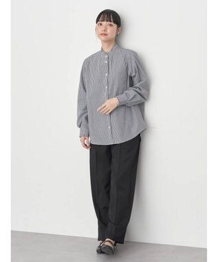 earth music&ecology スタンドフリルシャツ Gingham Check
