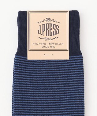 J.PRESS MEN 【J.PRESS BASIC】ハイゲージ天竺 ボーダーソックス ネイビー系