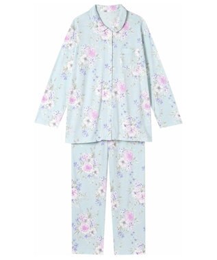 Wing パジャマ 長袖 長ズボン 綿100%(本体) 天竺素材 レディース EP7045 ウイング／ワコール サックス