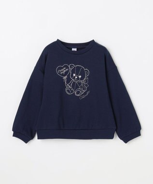 ANY KIDS アニマル刺繍 裏シャギー トレーナー ネイビー×クマ