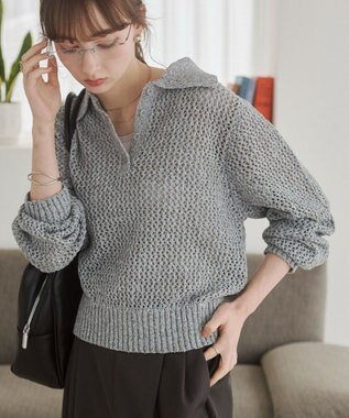 WEGO 【ANGIE VINTAGE】MIXメッシュポロニット サックス