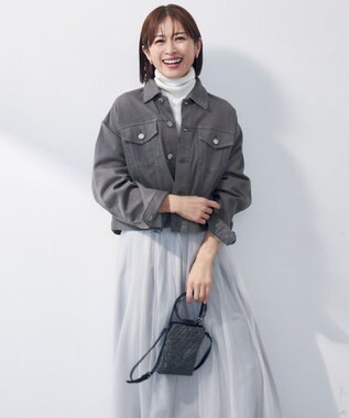 自由区 L 【洗える】シルクウールリブタートルネック ニット オフ×グレー