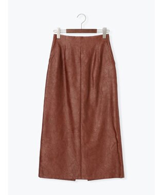 Te chichi クラックレザーライクナロースカート ブラウン