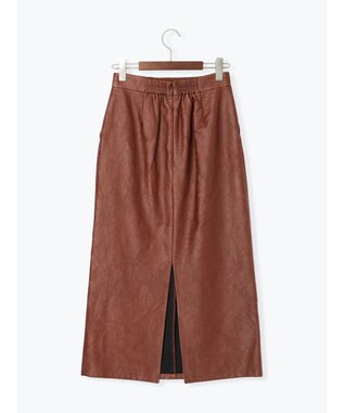 Te chichi クラックレザーライクナロースカート ブラウン