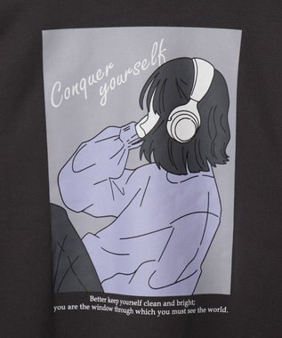 WEGO 【ユニセックス着用ITEM】ガールイラストグラフィックプルオーバー ブラック中濃色