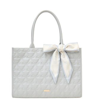 Maison de FLEUR EC限定スカーフ付リボンキルティングトート Grayish Blue