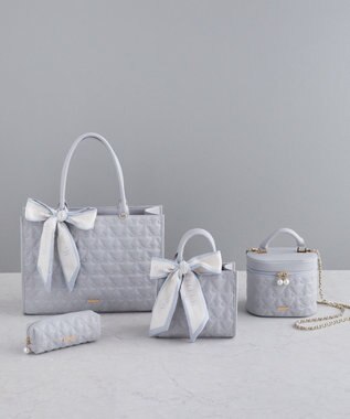 Maison de FLEUR EC限定スカーフ付リボンキルティングトート Grayish Blue