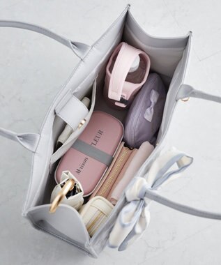 Maison de FLEUR EC限定スカーフ付リボンキルティングトート Grayish Blue