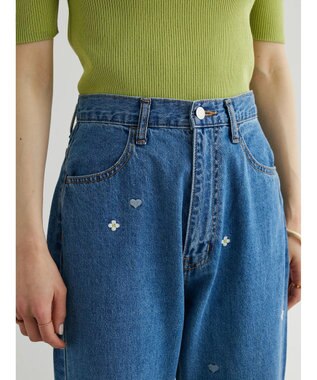 Green Parks ・Ｄｏｕｂｌｅ　Ｆｌａｇｓ　ハナ＆ハート　刺繍デニムパンツ Light Indigo