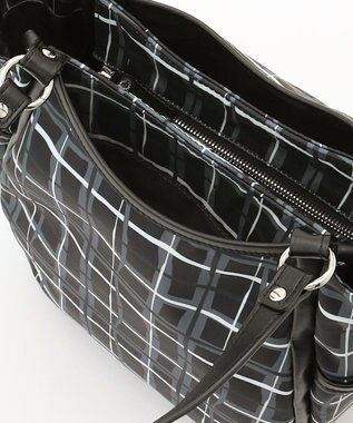 Y'SACCS ドローイングチェックトートバッグ ブラック