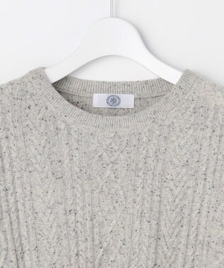J.PRESS LADIES NEP クルーネック ケーブルニット ライトグレー系