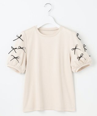 Feroux 【洗える】ランダムリボン カットソー ベージュ系