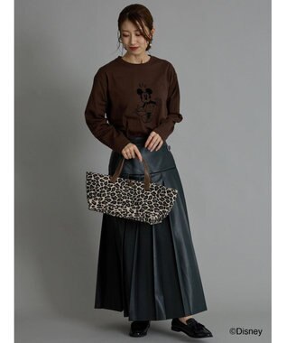 Te chichi 【Disney】ミッキー/フロッキープリントロンT ブラウン
