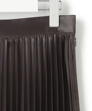 23区 【洗える】レザーライクプリーツ スカート ダークブラウン系