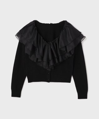 GRACE CONTINENTAL フリルニットカーディガン ブラック