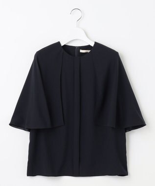 自由区 【洗える】バックサテンジョーゼット  ブラウス ネイビー系
