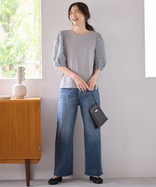 ANY L シルケットスムースジャガードスリーブプルオーバー グレー