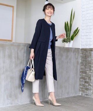 Tiaclasse 【洗える】快適な履き心地のダブルクロステーパードパンツ グレージュ