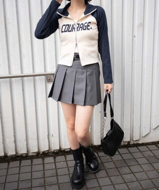 WEGO ダブルジップワッペンロゴラグランロンT ネイビー