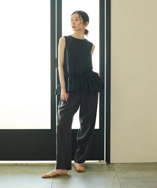 #Newans タックフリルヘムシャツ ブラック