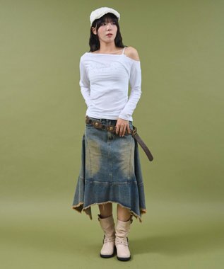 WEGO サイドギャザースタッズTOP ホワイト