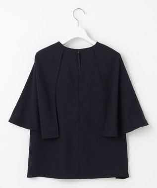自由区 【洗える】バックサテンジョーゼット  ブラウス ネイビー系