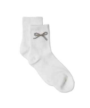 WEGO メタルリボンクルーソックス ホワイト