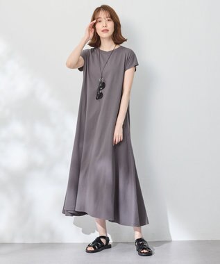 ANY 【洗濯機可】フレンチスリーブワンピース チャコール