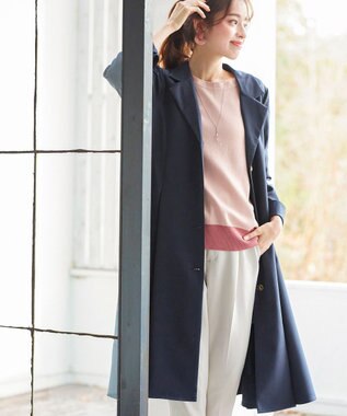 Tiaclasse 【洗える】快適な履き心地のダブルクロステーパードパンツ グレージュ