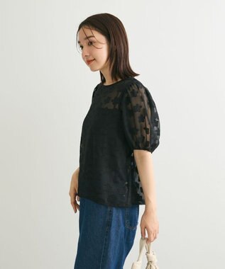 Green Parks ・ＥＬＥＮＣＡＲＥ　ＤＵＥ　フラワージャカードブラウス Black