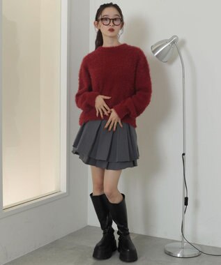 WEGO シャギーニットプルオーバー ワイン