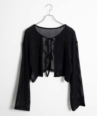 WEGO メッシュリボンカーディガン ブラック