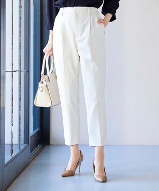 Tiaclasse 【洗える】快適な履き心地のダブルクロステーパードパンツ グレージュ