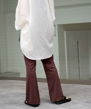 WEGO ポンチセンタープレスフレアパンツ ブラウン