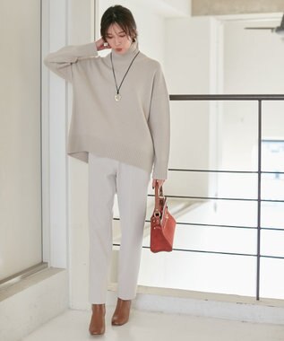 23区 L 【好評につき新色追加/CLASSY.1月号掲載】ウールカシミヤブレンド スタンドネック ニット ベージュ系