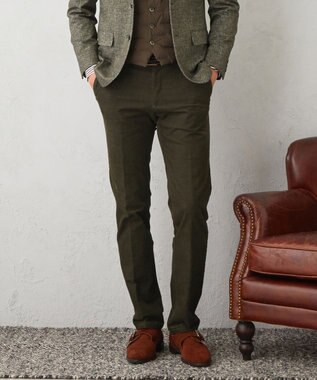JOSEPH ABBOUD 【裏起毛/ウエスト伸びる】オーガニックコットン2WAYストレッチカルゼ パンツ ダークブラウン系