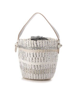 UNBILLION perche プラスティックサイザル×姫路レザー手提げトートバッグ アイボリー