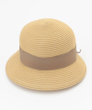 ANY KIDS ウオッシャブル後ろ割れリボンハット ベージュ×ブラウンリボン