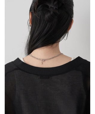 earth music&ecology シアーラメＶネックカーディガン Black